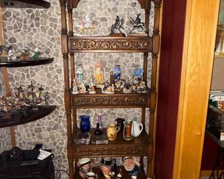Victorian Carved Oak Etagere Bookshelf with Barley Twist Accents