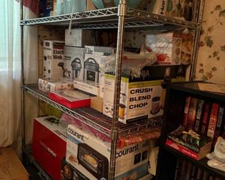 Kitchen Appliance Assortment with Shelving Unit