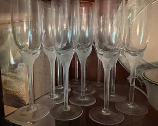 Colony Amaryllis Frosted Stem Champagne Flutes (set)