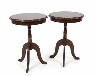 Pair of Vintage Mahogany Pedestal Accent Tables