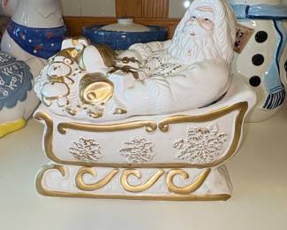 World Bazaars Inc. Santa in Sleigh Cookie Jar