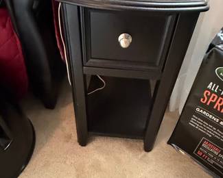Black Wood Accent Nightstand with Drawer and Shelf