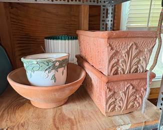 Terracotta Planter Collection with Acanthus Leaf and Floral Vine Motifs