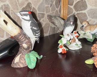 Lenox Garden Bird Collection Porcelain Figurines - Downy Woodpecker and Golden-crowned Kinglet