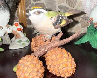Lenox Garden Bird Collection Porcelain Figurines - Downy Woodpecker and Golden-crowned Kinglet