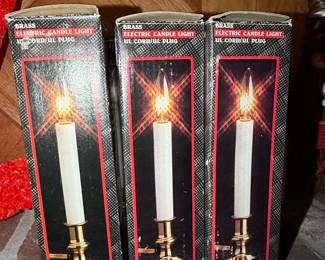 Vintage Brass-Tone Electric Window Candle Lights