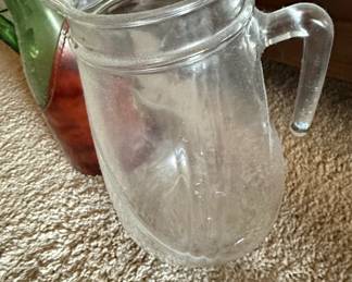 Vintage Italian Green Blown Glass Wine Decanter with Leather Casing second image