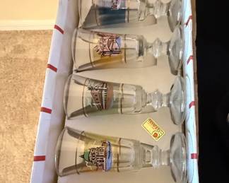 Set of Dublino Italian Glass Shot Glasses with Venetian Scenes
