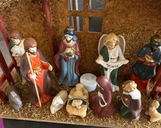 Nativity Scene with Figures and Stable