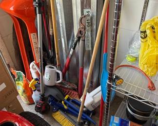 Assorted Garden Tools and Lawn Mower Parts