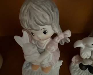 Precious Moments Porcelain Figurine of a Girl Holding a Bunny
