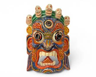 4 HandCarvedPaintedFolkArtMaskGuardianFaceWallHanging