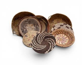 113 HandwovenDecorativeBasketTraysBowlsCollection8Pieces