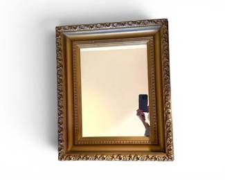 186 OrnateGoldToneCarvedWoodFramedWallMirror