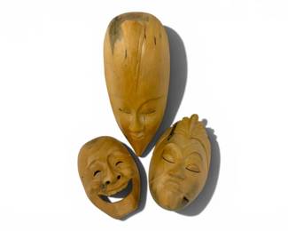 75 HandCarvedIndonesianFolkArtWallMasks3pc