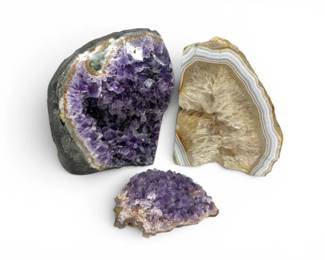 6 AmethystCrystalClustersPolishedAgateGeodeDisplayPieces