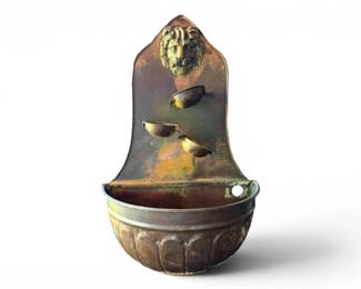 80 LionHeadCopperWallFountainwTieredWaterBasins