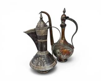 93 PairofMiddleEasternStyleMetalEwersCoffeePots