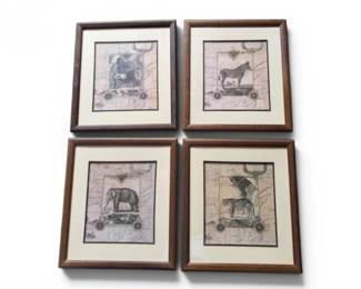 25 WildlifePrintsinWoodFramesLionZebraElephantLeopard