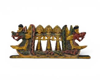 85 BalineseDragonBoatCarvedArchitecturalWoodPanel
