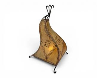 140 MoroccanStyleCurvedPanelGoatskinTableLamp