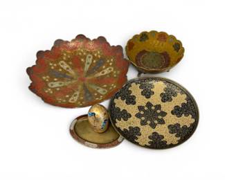 120 HandPaintedBrassBowlsTrayDecorativeBirdEgg5Pc