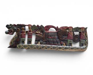 33 VintageIndonesianDragonBoatProcessionCarvedWoodWallArt