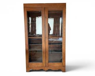 196 TallWoodDisplayCabinetwGlassDoors5Shelves