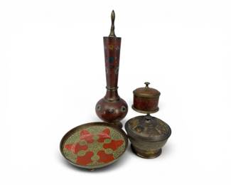 106 MiddleEasternStyleBrassEnamelwareDecorCollection4Pieces