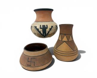73 SouthwesternStylePotteryVasesBowlCollection3pc