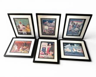 95 Setof6FramedIndianInspiredFiguralPalaceScenePrints