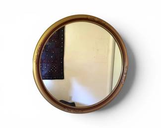 192 RoundBrassToneFramedWallMirrorwFloralAccents