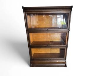 31 VintageBarristerStyleOakBookcasew3GlassLiftUpDoors