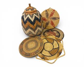 76 NewZuluLiddedStorageBasketWovenDecorAssortment5pc