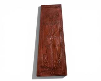 159 LargeEmbossedTribalFigureMetalWallArtPanel