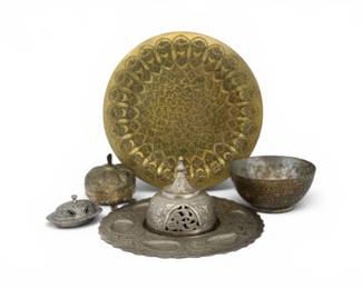 46 AssortedMiddleEasternStyleEngravedMetalDecorCollection