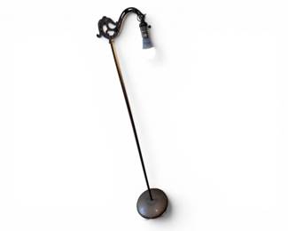 201 VintageBrassToneBridgeArmFloorLampwAdjustableSocket