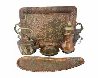 36 MiddleEasternStyleHammeredCopperServingSet5Pieces