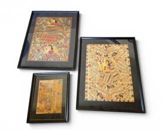 172 SouthAsianFolkArtStyleFiguresArchitecturalScenePrints