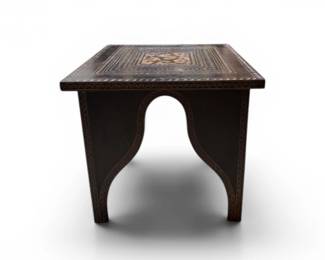 115 MoroccanStyleCarvedWoodSideTablewithMoorishArchBase