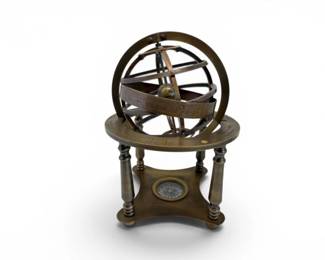 104 BrassArmillarySphereGlobewCompassStand