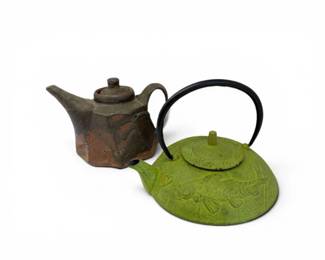 206 ThreeAsianStyleDecorativeTeapotsCastIronPottery