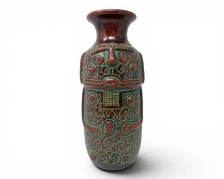 83 ArteAmazoniaBrazilianCarvedTribalFaceVase