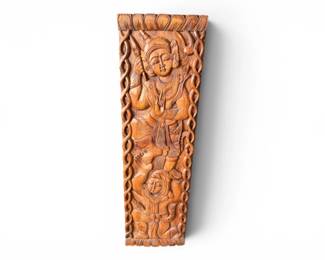 16 LargeHandCarvedWoodReliefPanelHinduDeityFigure
