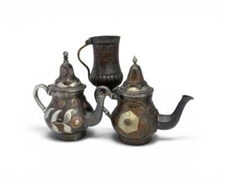 58 VintageMiddleEasternStyleMetalCoffeePotPitcherSet3Pieces