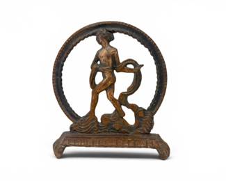 138 ClassicalFiguralCastIronDoorstopwFlowingScrollwork