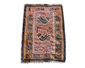 213 HandTwistedWoolRugwBirdMotifMadeinPakistan