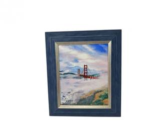 197 SignedGoldenGateBridgeCoastalLandscapePaintinginFrame