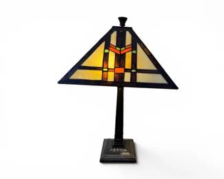105 TiffanyStyleMissionStainedGlassTableLamp