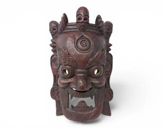 70 HandCarvedHimalayanStyleMythicalGuardianMaskWallHanging